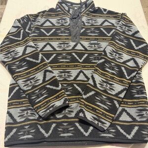 Volcom Men’s Black, Gray & Gold Patterned Fleece Pullover